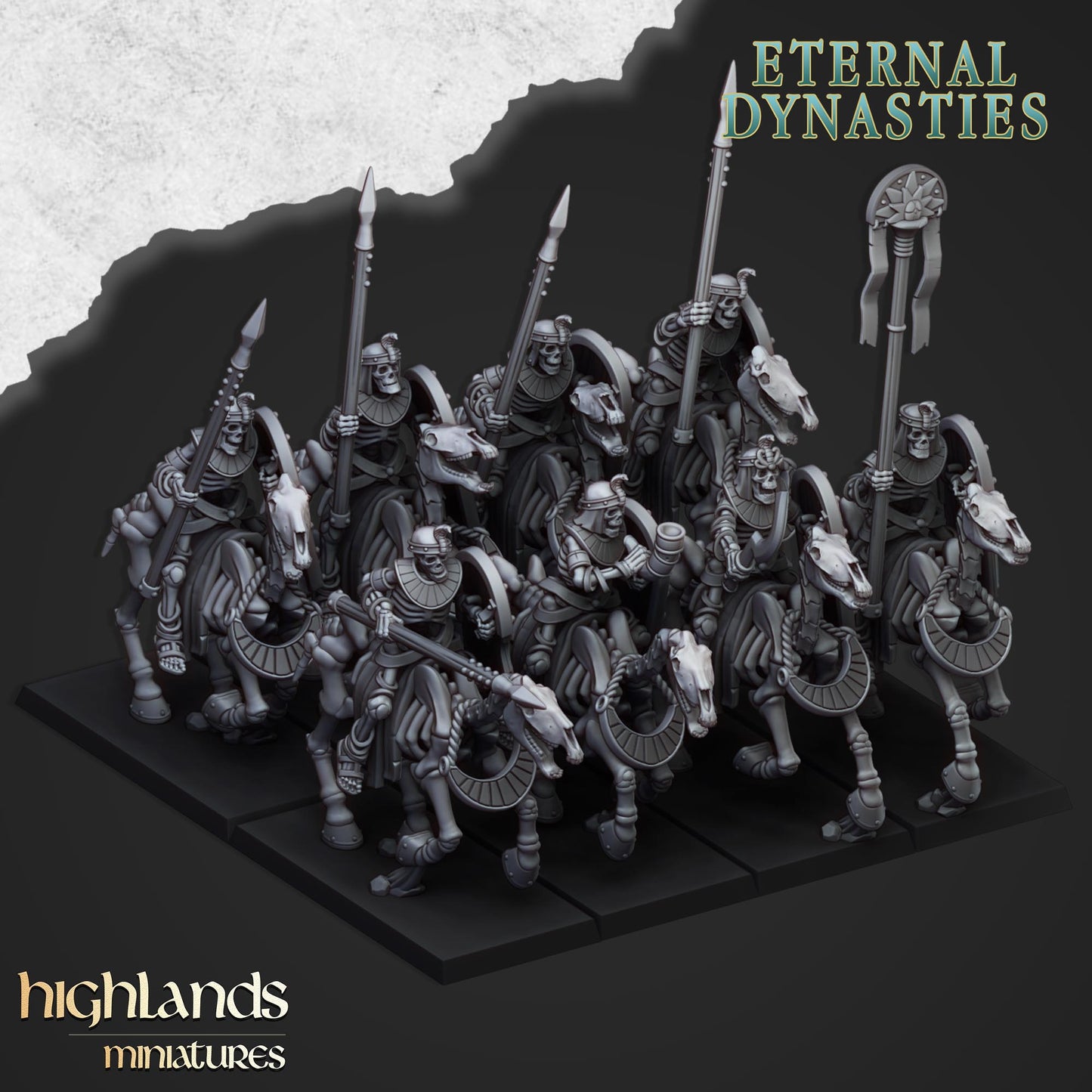 Eternal Dynasties Ancient Skeletal Cavalry with spears inkl. command unit