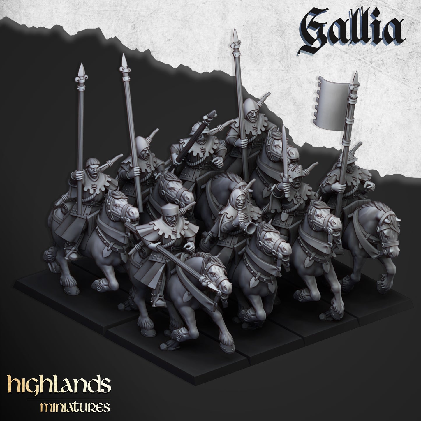 Gallia - Mounted Men at Arms inkl. command unit