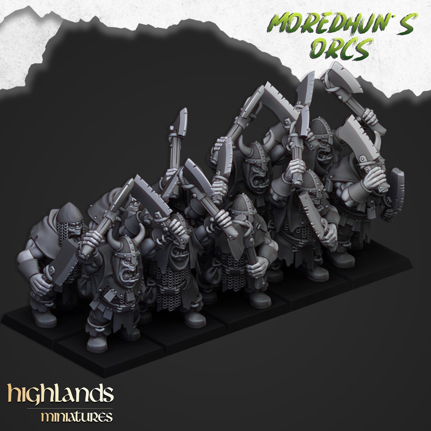 Moredhun's Orcs - Orc Warriors with Hand Weapons and shield inkl. Full command