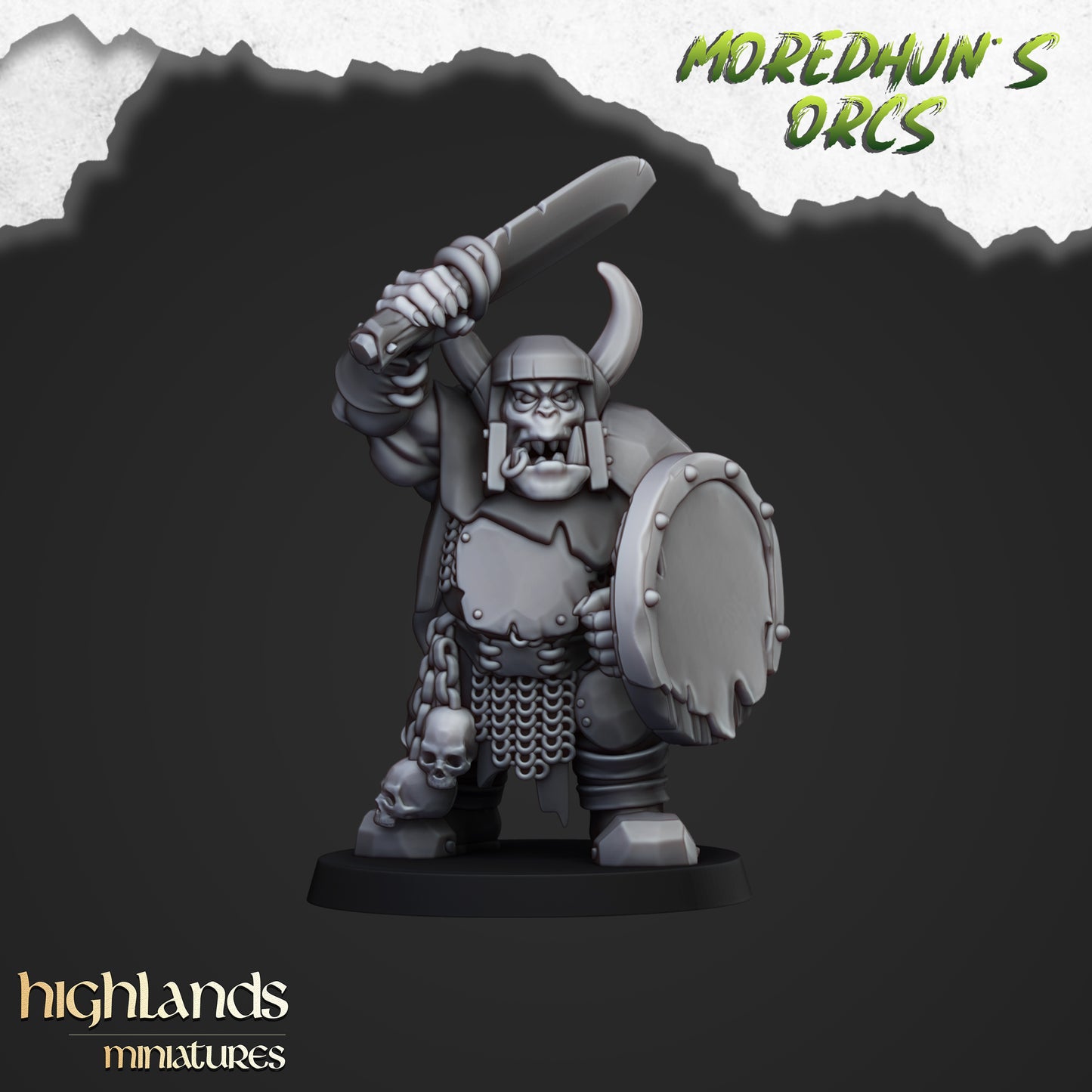 Moredhun's Orcs - Orc Warriors with Hand Weapons and shield inkl. Full command
