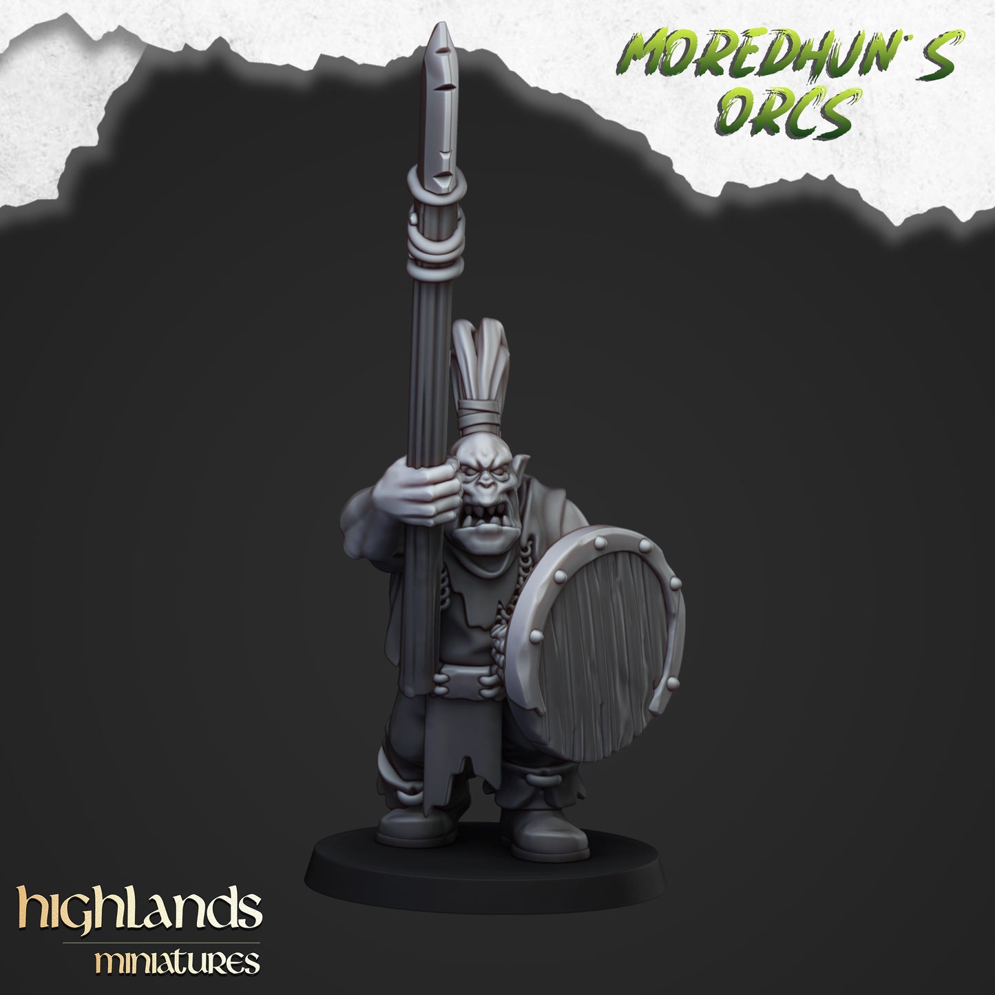 Moredhun's Orcs - Orc Warriors with Spears and shield