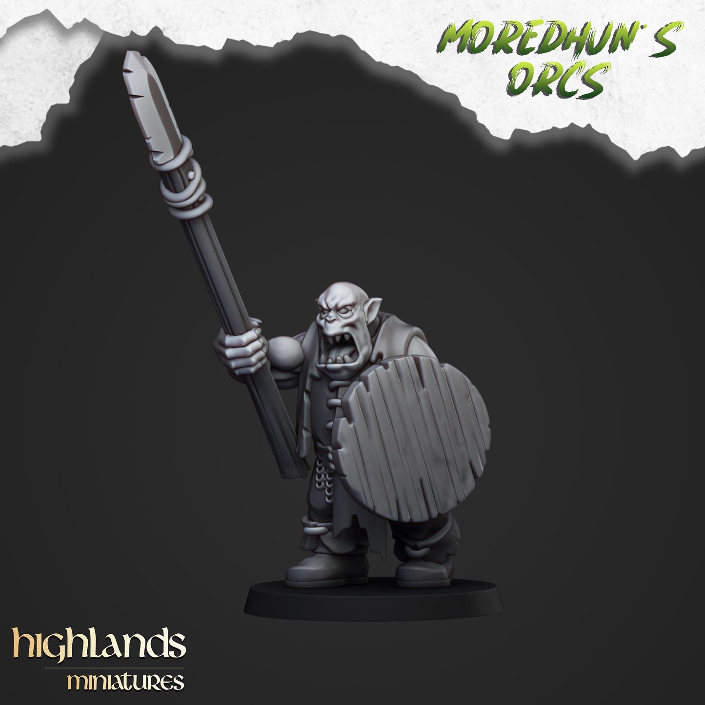 Moredhun's Orcs - Orc Warriors with Spears and shield