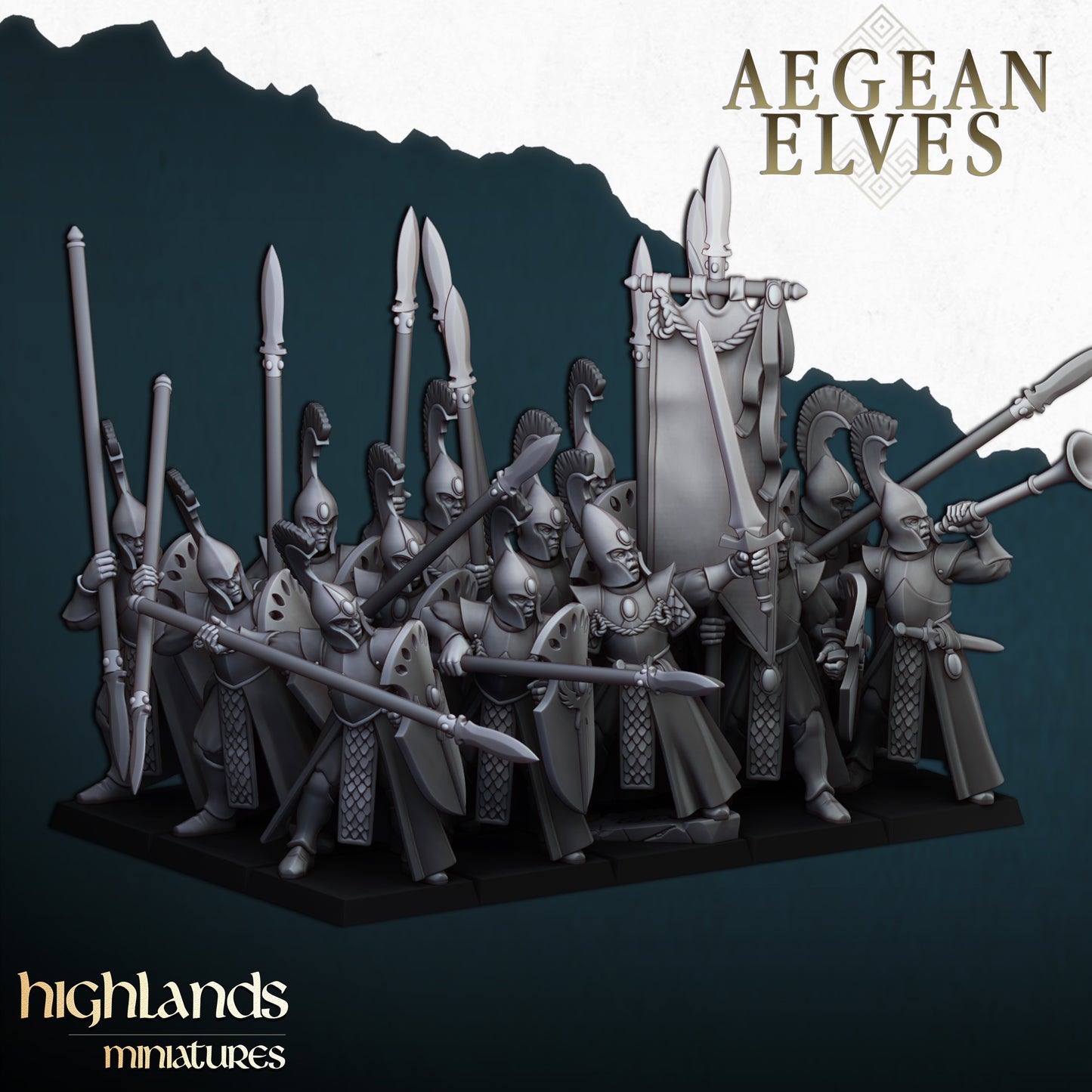 Aegean Elves Spearmen inkl. Command Unit