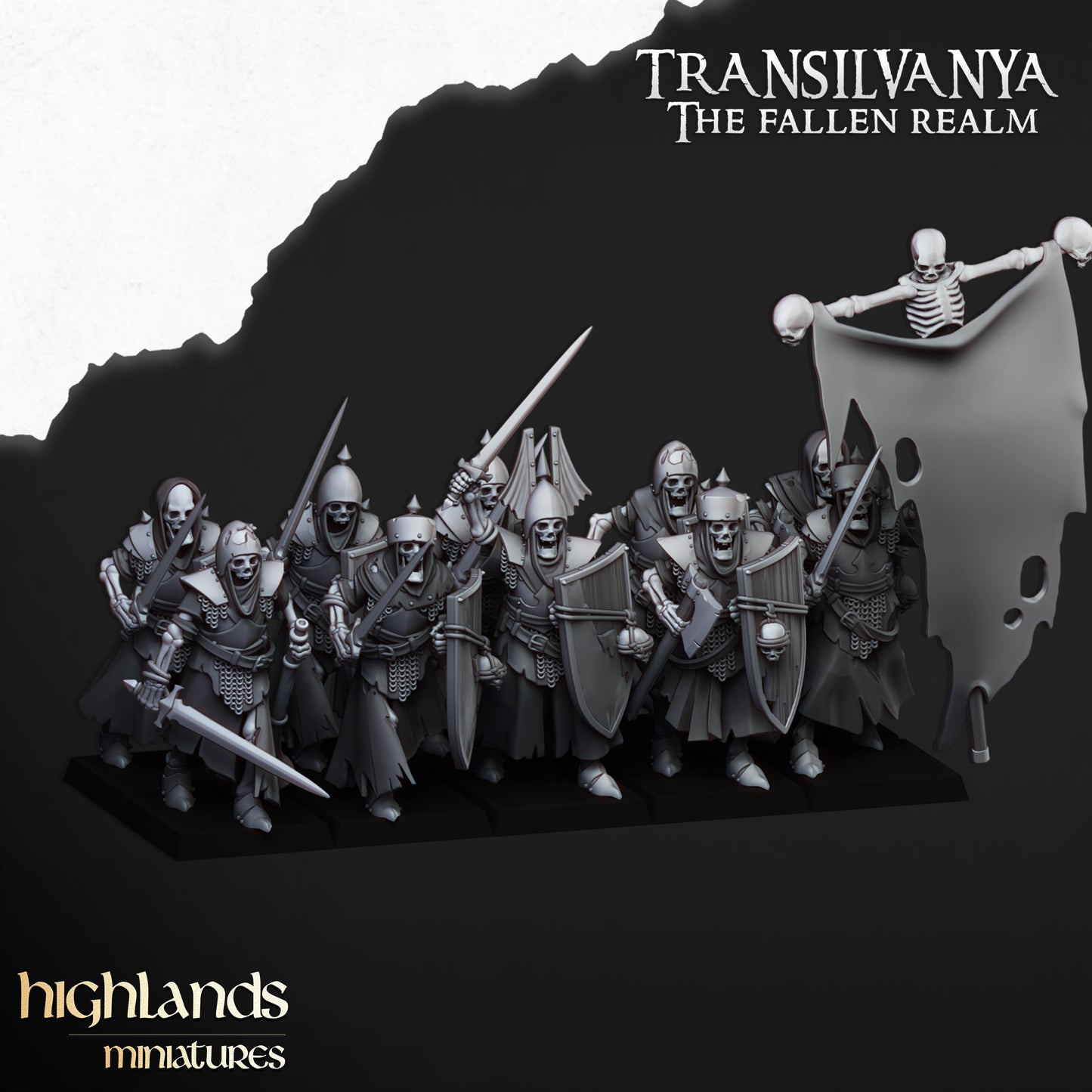 Transilvanya Skeletal guard med Handweapon+shield inkl Command unit