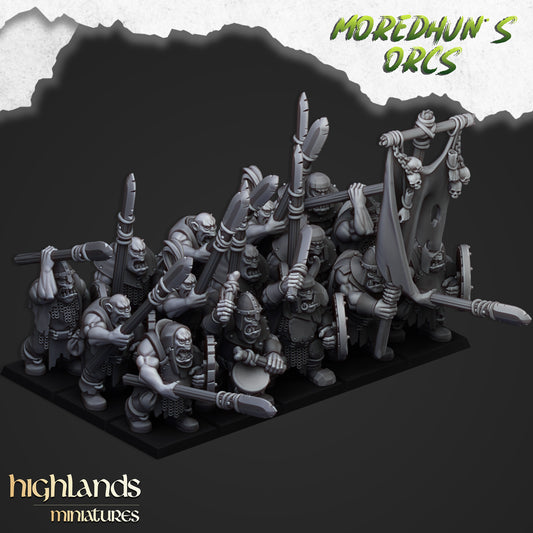 Moredhun's Orcs -  Orc Warriors with Spears and shield