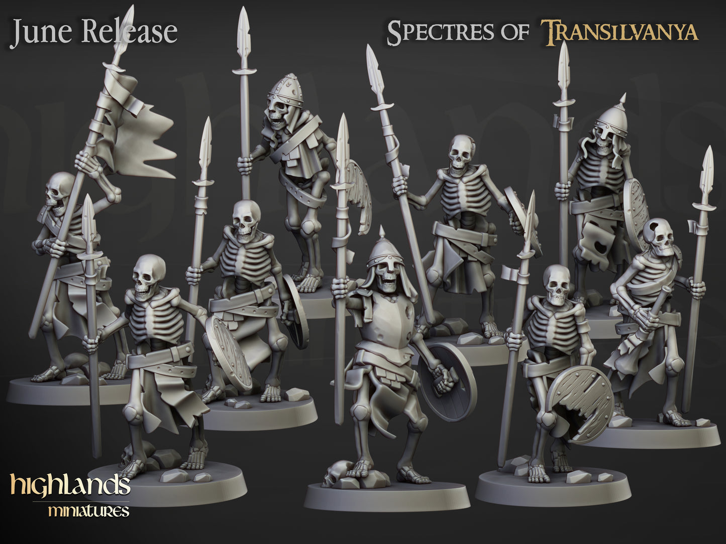 Transilvanya Skeleton Warriors with spears inkl. command unit